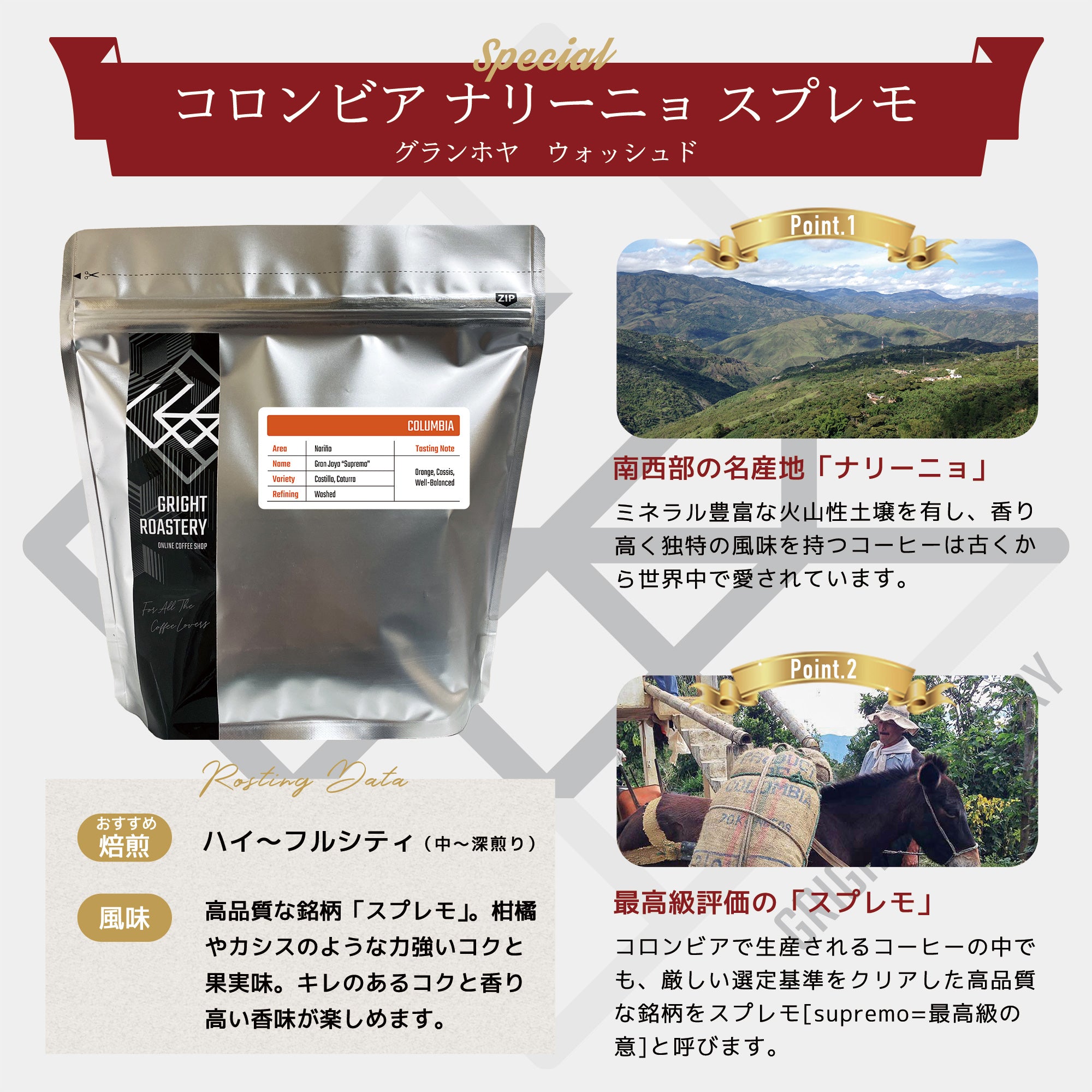 コロンビア ナリーニョ グランホヤ スプレモ コーヒー豆