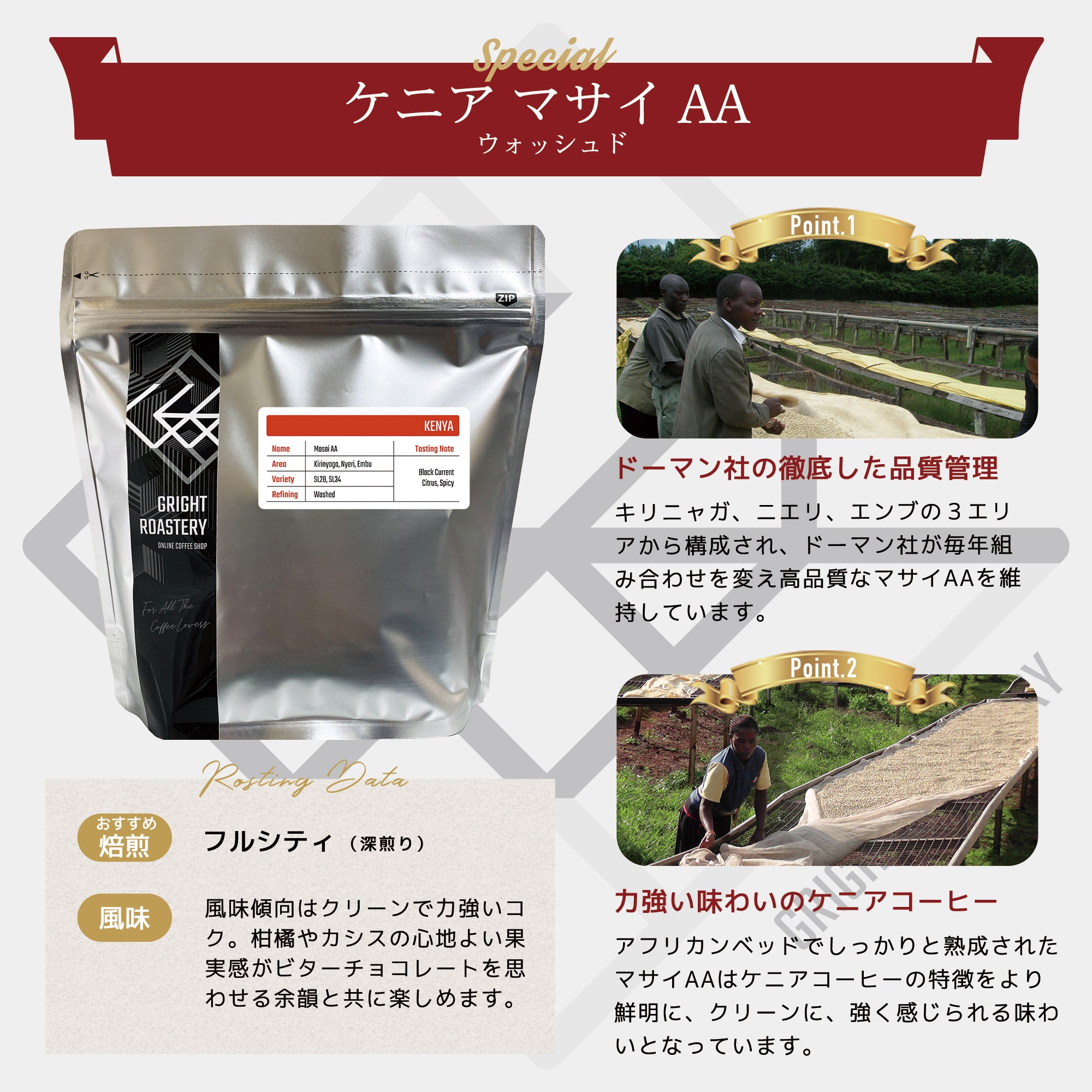 生豆 ケニア マサイ AA ウォッシュド